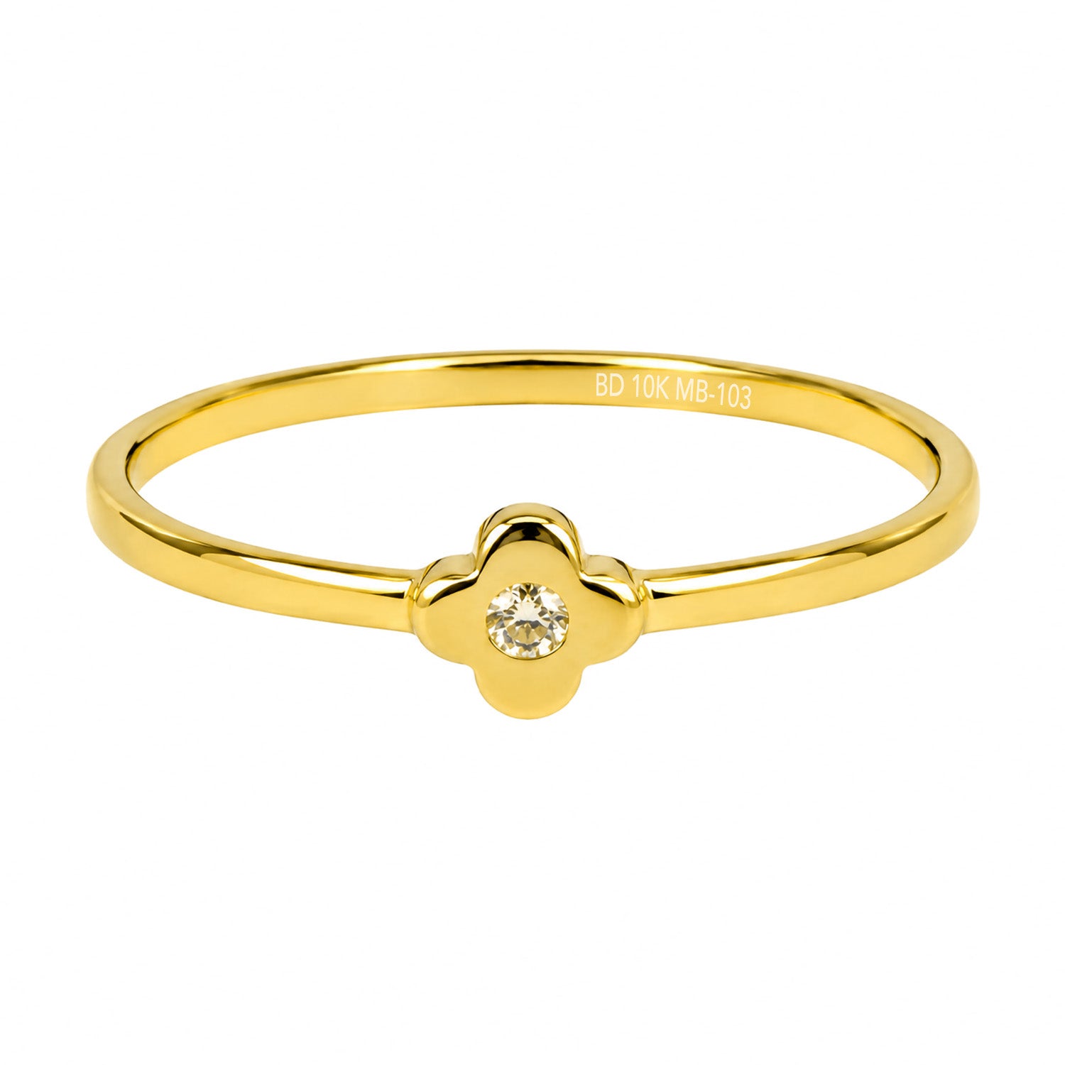 Anillo Flor Chica con Circonia Oro 10K