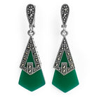 Arete Largo Marquesita con Piedra Ágata Plata .925