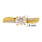 Anillo Solitario con Linea Cruzada de Micro Circonias Oro 10K