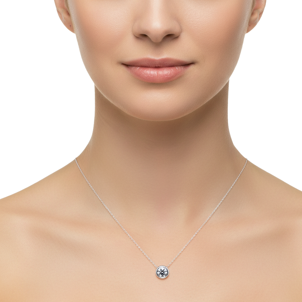 Collar Circonia de 1cm con Cadena Eslabones Plata .925