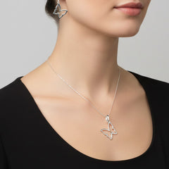 Juego Silueta de Mariposa Lisa Plata .925