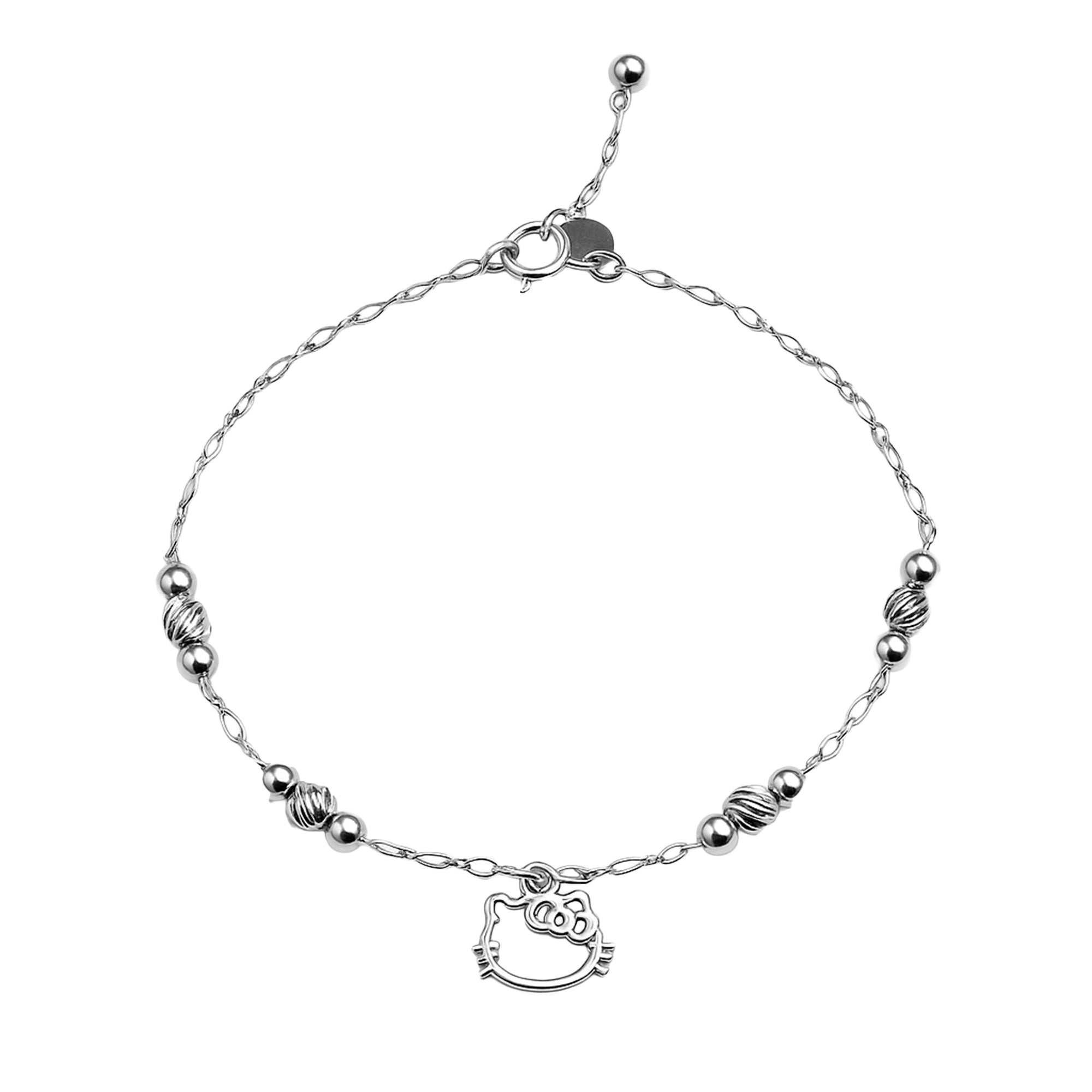 Pulsera Inspirada Kitty con Bolitas Plata .925