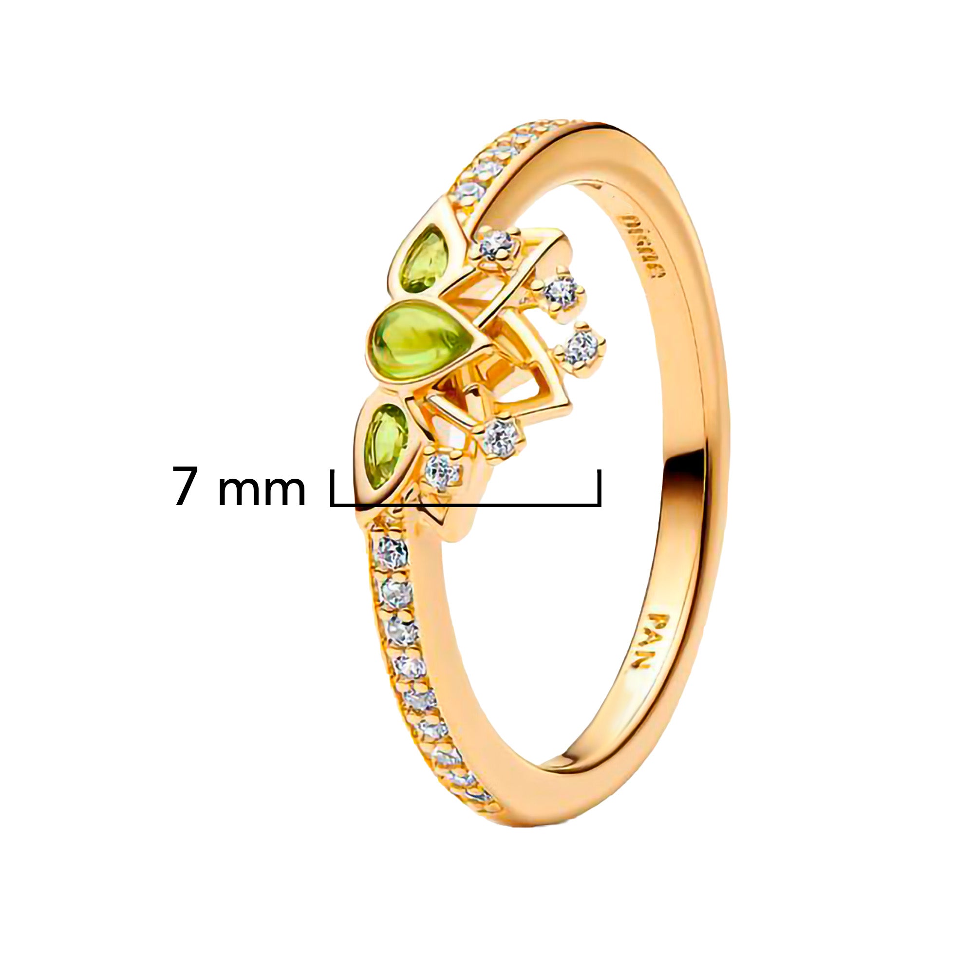 Anillo Pan 1:1 Princesa Tiana, Plata .925 con Baño de Oro 18k