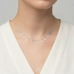 Collar Saturno Lisos Colgantes con Cadena Eslabones Plata .925