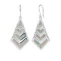 Arete Largo en Forma de Rombo con Piedra Ópalo Hecho a Mano Plata .925
