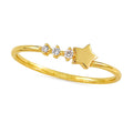 Anillo Estrella Fugaz con 3 Micro Circonias Oro 10K