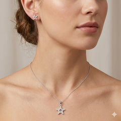 Juego Silueta de Estrella con Micro Circonias Plata .925