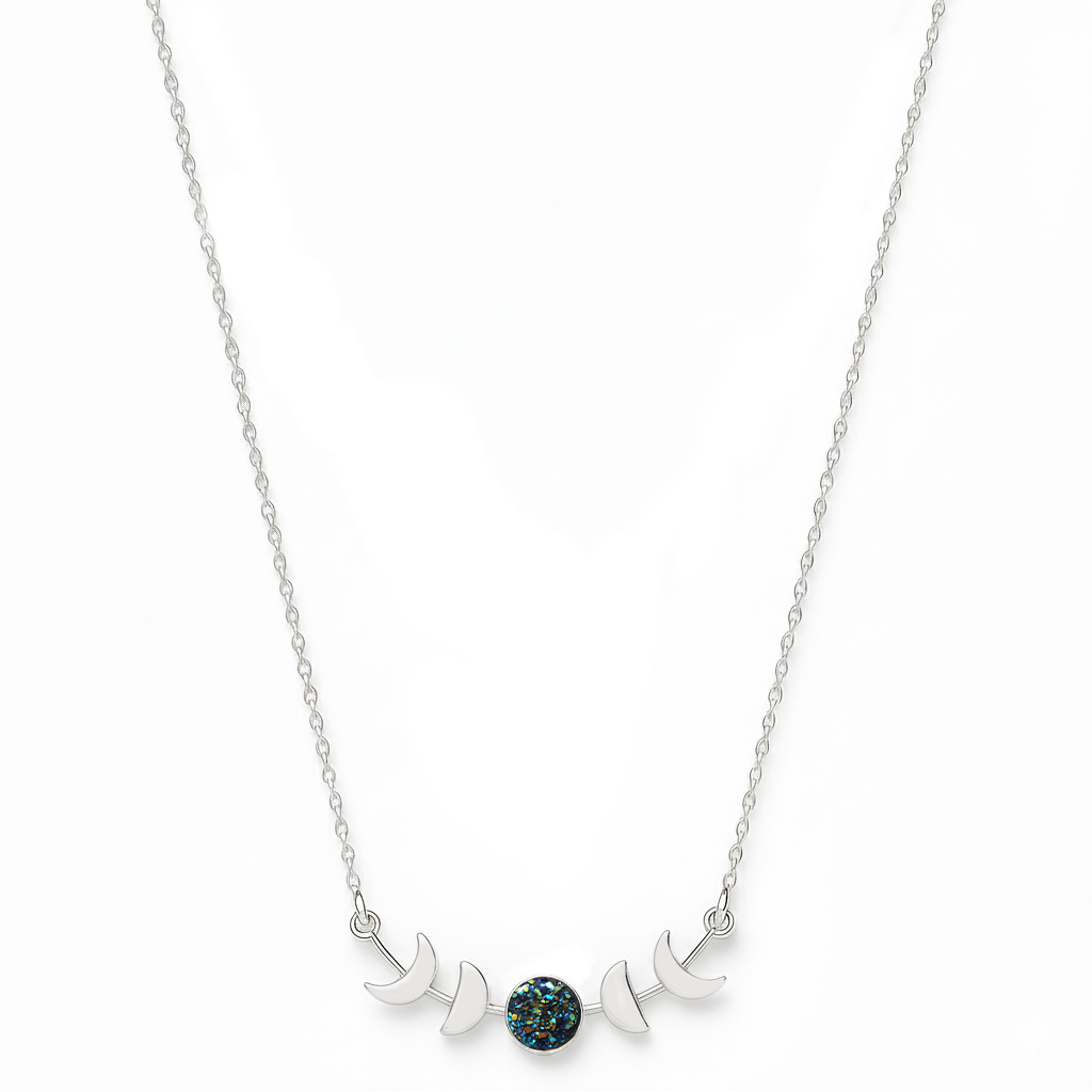 Collar Ciclo Lunar con Piedra Druzy Plata .925