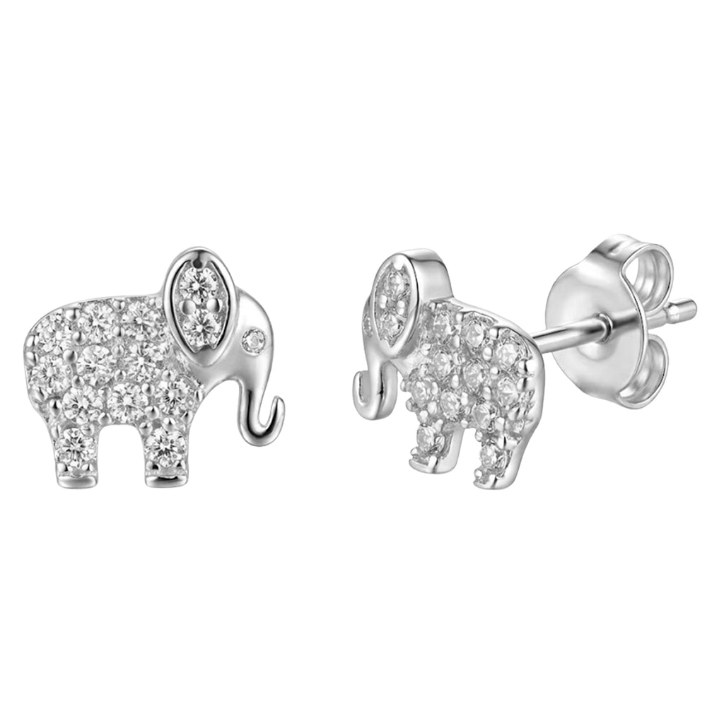 Arete Broquel Elefante con Micro Circonias Plata .925