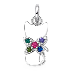 Dije Gato con Circonas Multicolor Plata .925