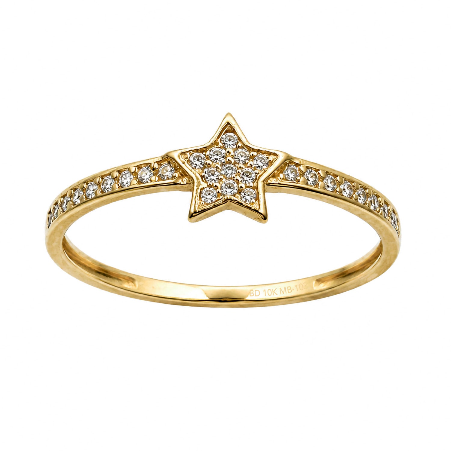 Anillo Estrella Con Micro Circonias Oro 10K