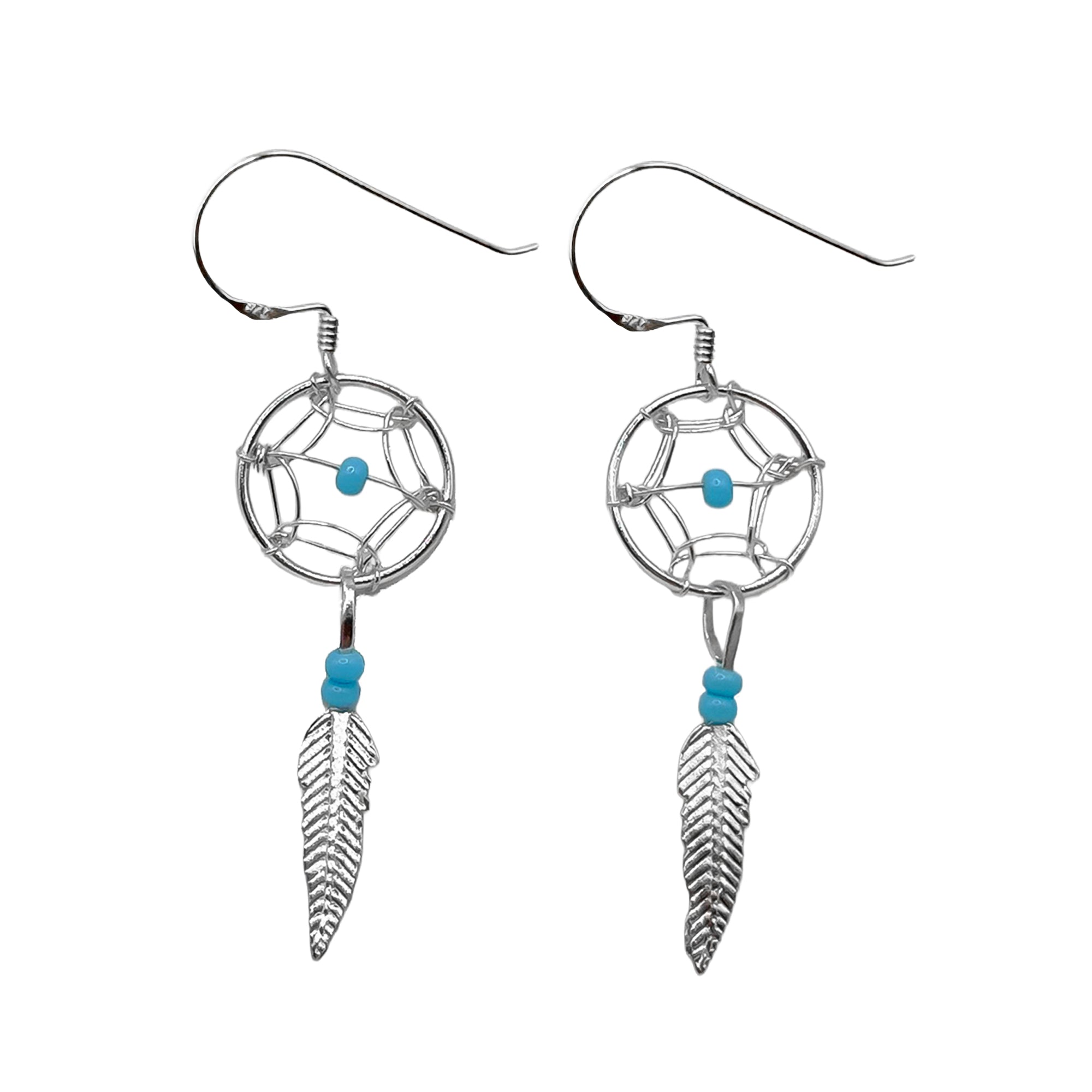 Arete Mediano Atrapasueños Con Shakira Azul Plata .925