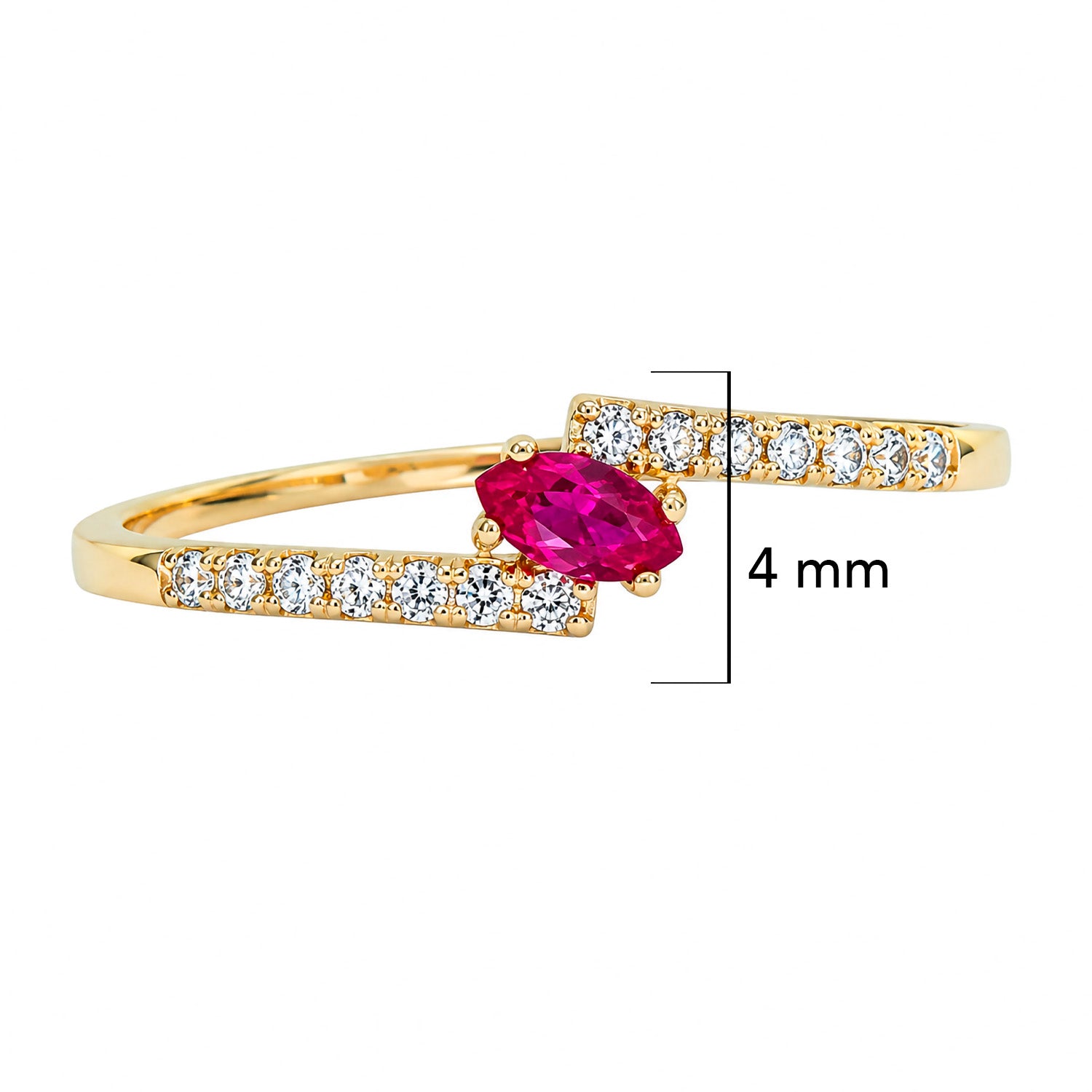 Anillo Con Circonia Rosa y Micro Circonias Oro 10K