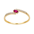 Anillo Con Circonia Rosa y Micro Circonias Oro 10K