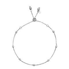 Pulsera Bolitas con Cadena Cubito Ajustable Plata .925