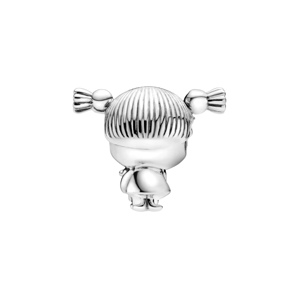 Charm Inspirado Pan 1:1 Niña con Colitas Corazón Morado Plata .925