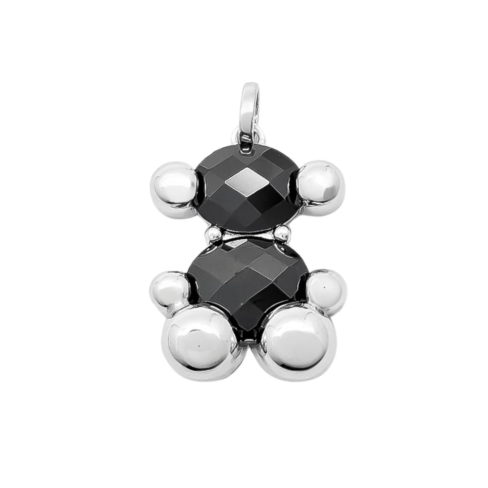 Dije Oso 1.1 Piedra Ónix Facetado, Plata 925 Baño de Rodio