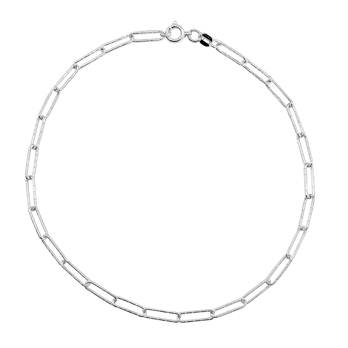 Tobillera Paper Clip Diamantada Plata .925