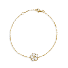 Pulsera Inspirada Van C Flor Madre Perla Oro 10K