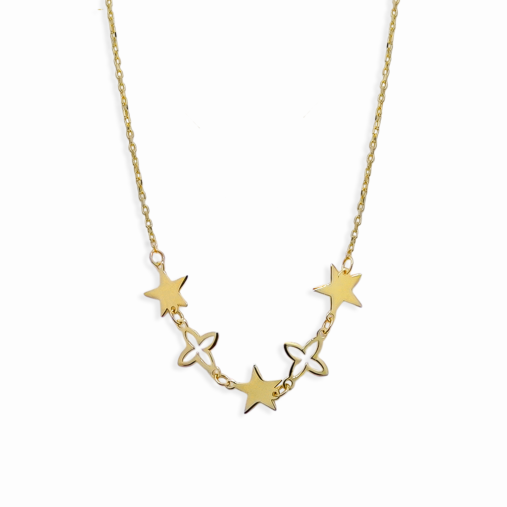 Collar Estrellas Lisas Oro 10K