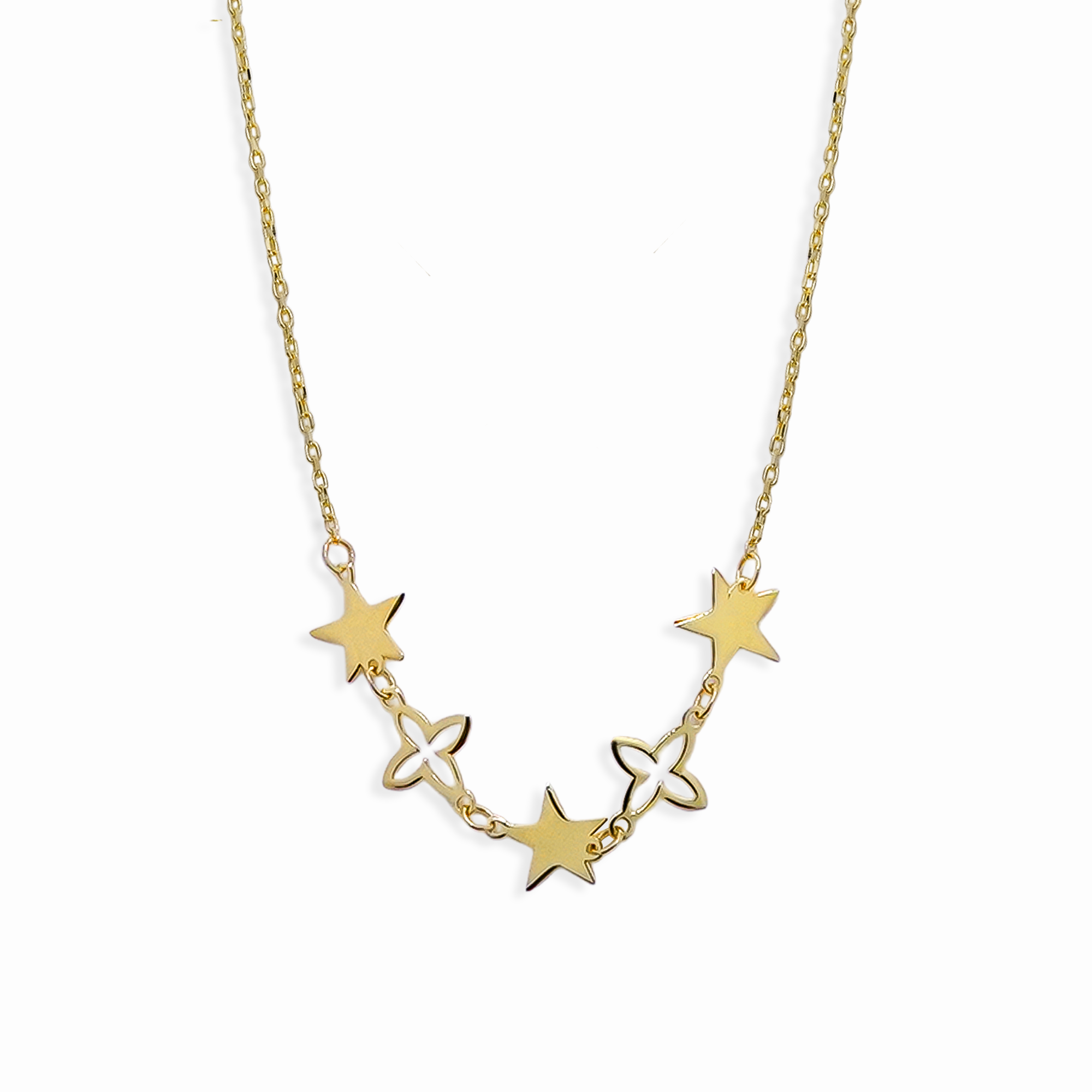 Collar Estrellas Lisas Oro 10K