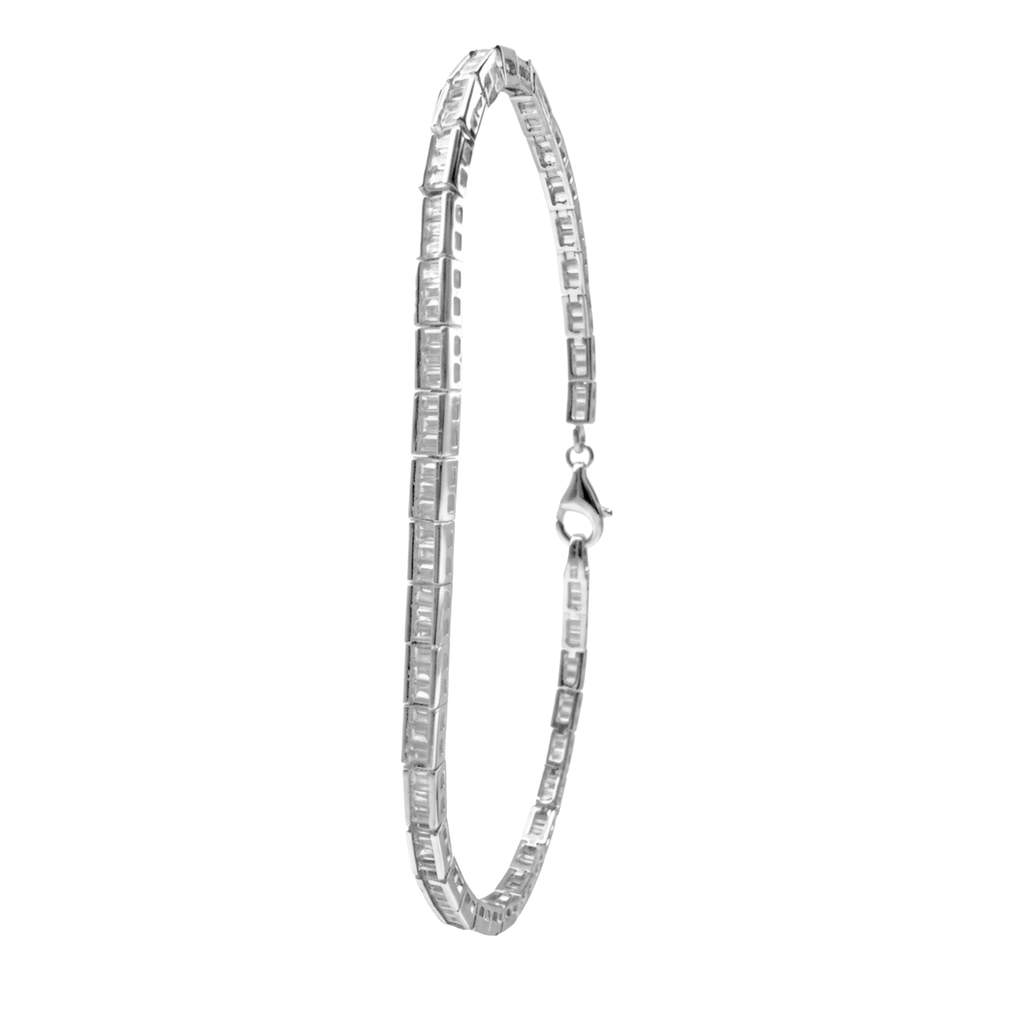 Pulsera Circonias Baguette Plata .925 con Baño de Rodio