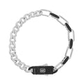 Pulso Inspirado Mónaco Macizo 5mm-6mm Mitad Cubano y Mitad Eslabón con Circonias Negras, Plata .925 con Baño de Rodio