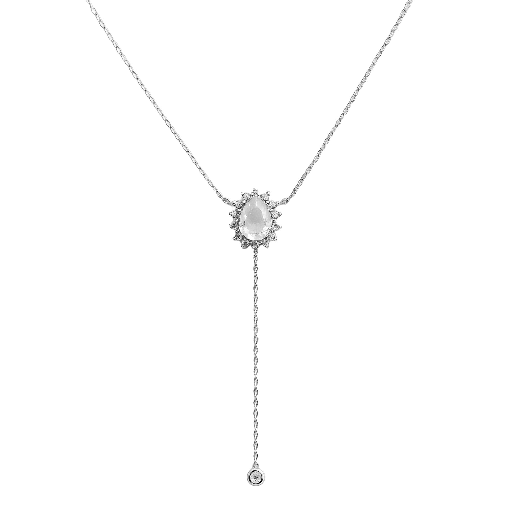 Collar Corbatero Cuarzo con Circonias Plata .925 con rodio
