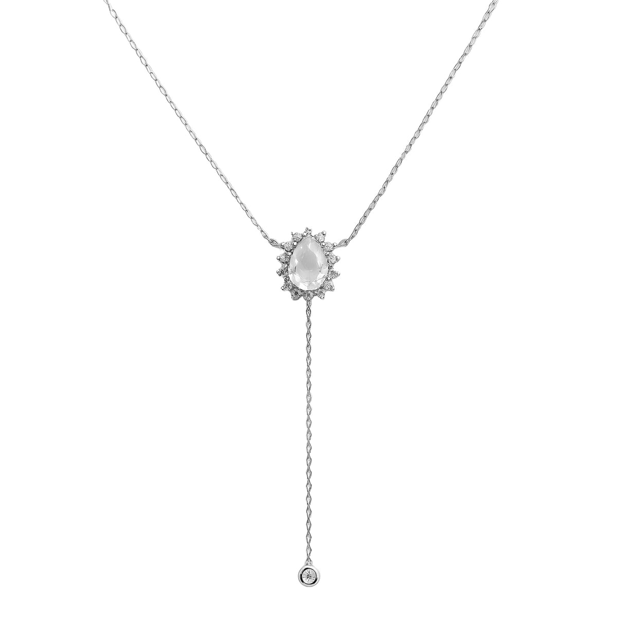 Collar Corbatero Cuarzo con Circonias Plata .925 con rodio