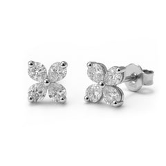 Broquel Trebol de 4 Hojas con Circonia Plata .925 con Rodio