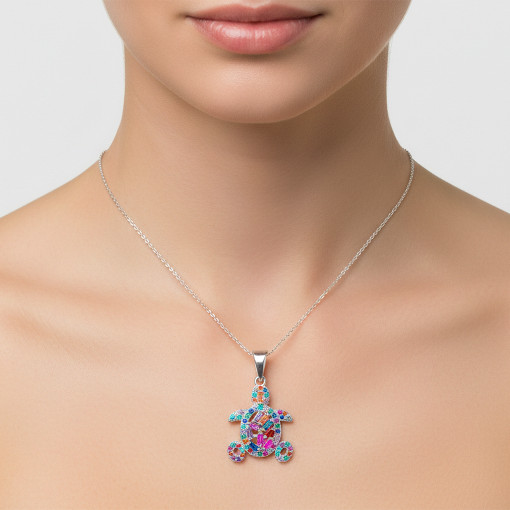 Dije Tortuga con Micro Circonias Plata .925