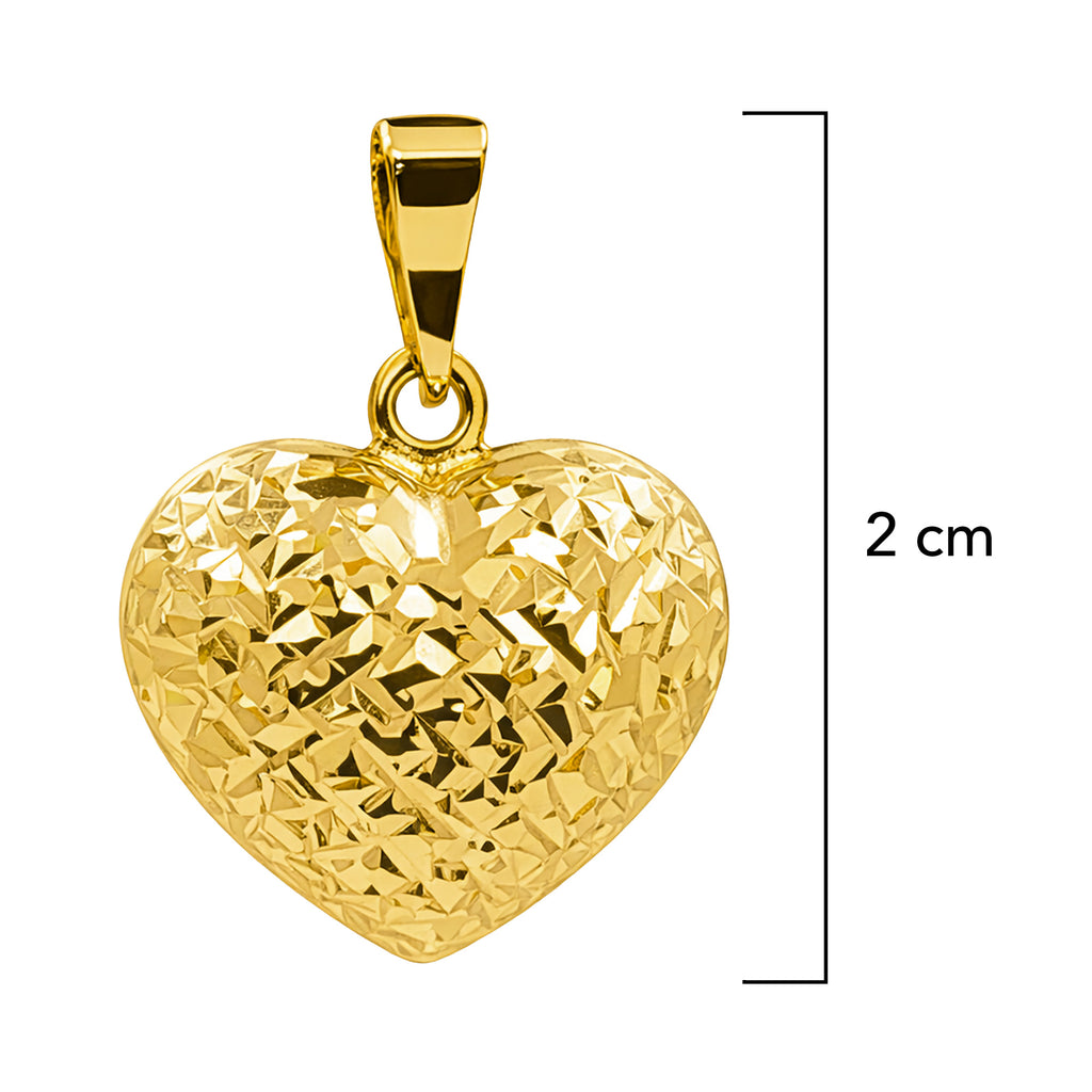 Dije Corazón Bombeado Diamantado 2cm Oro 10K