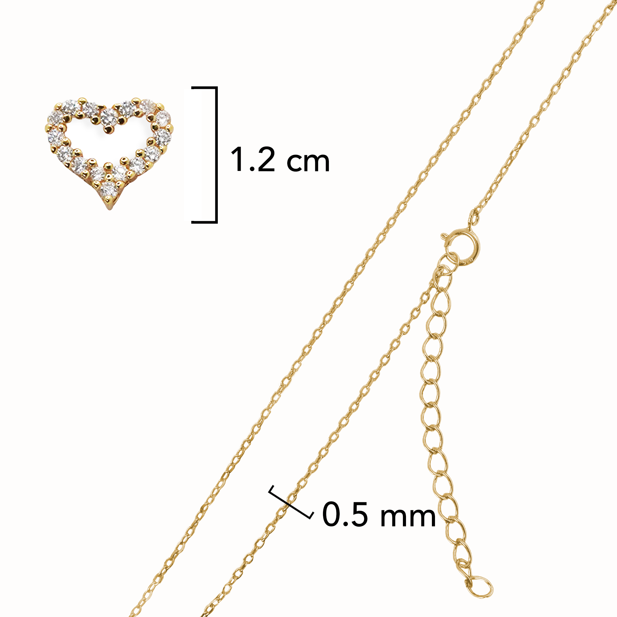 Collar Corazón con Micro Circonias Oro 10K