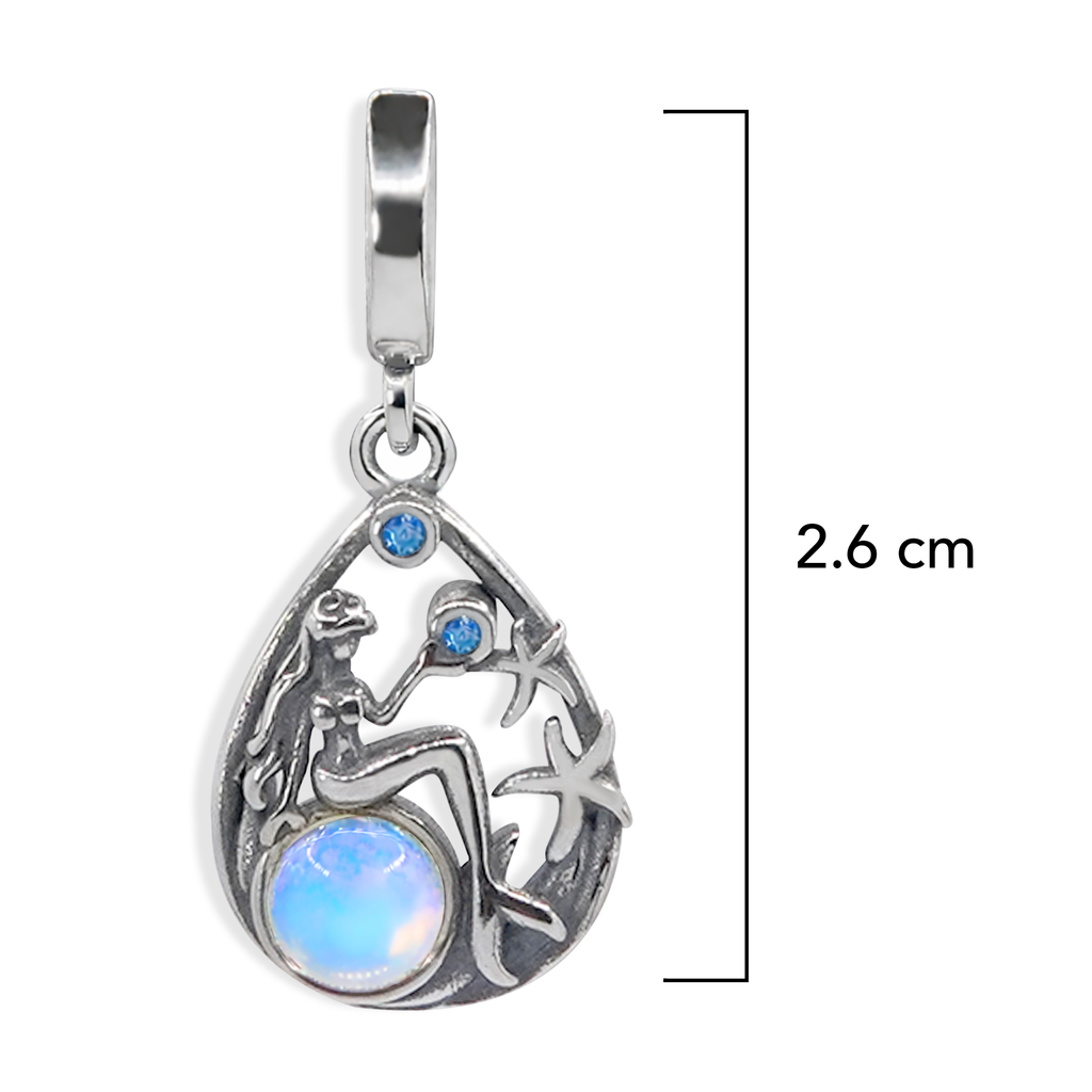 Charm Inspirado Pan 1:1 Sirena con Piedra Luna Plata .925