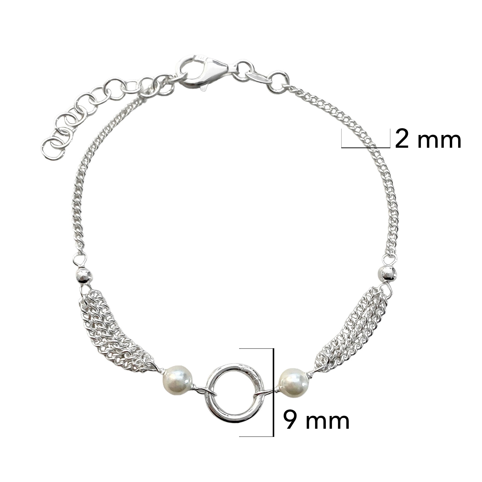 Pulsera Perla Natural con Cadena Cubana Plata .925