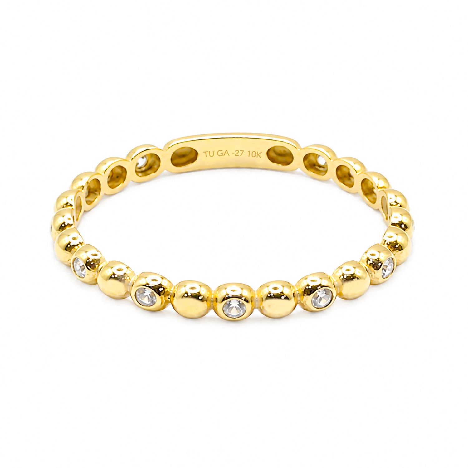 Anillo Media Bolitas con Micro Circonias Oro 10K