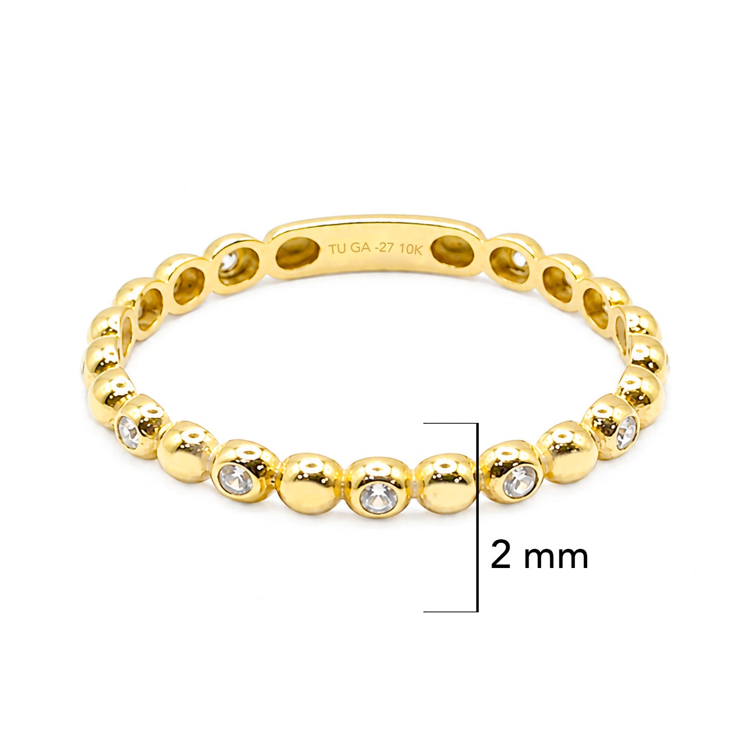 Anillo Media Bolitas con Micro Circonias Oro 10K