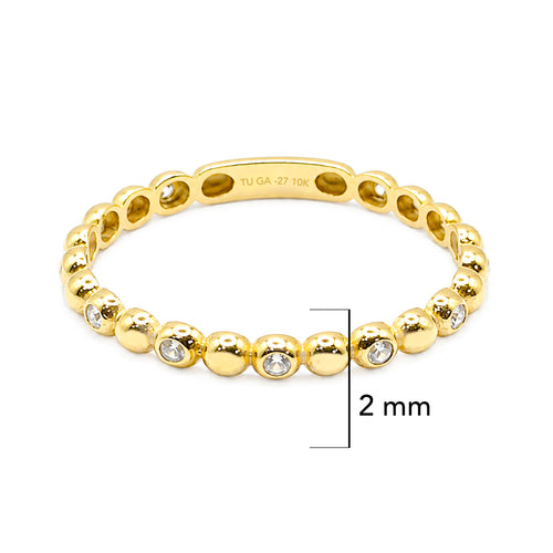 Anillo Media Bolitas con Micro Circonias Oro 10K