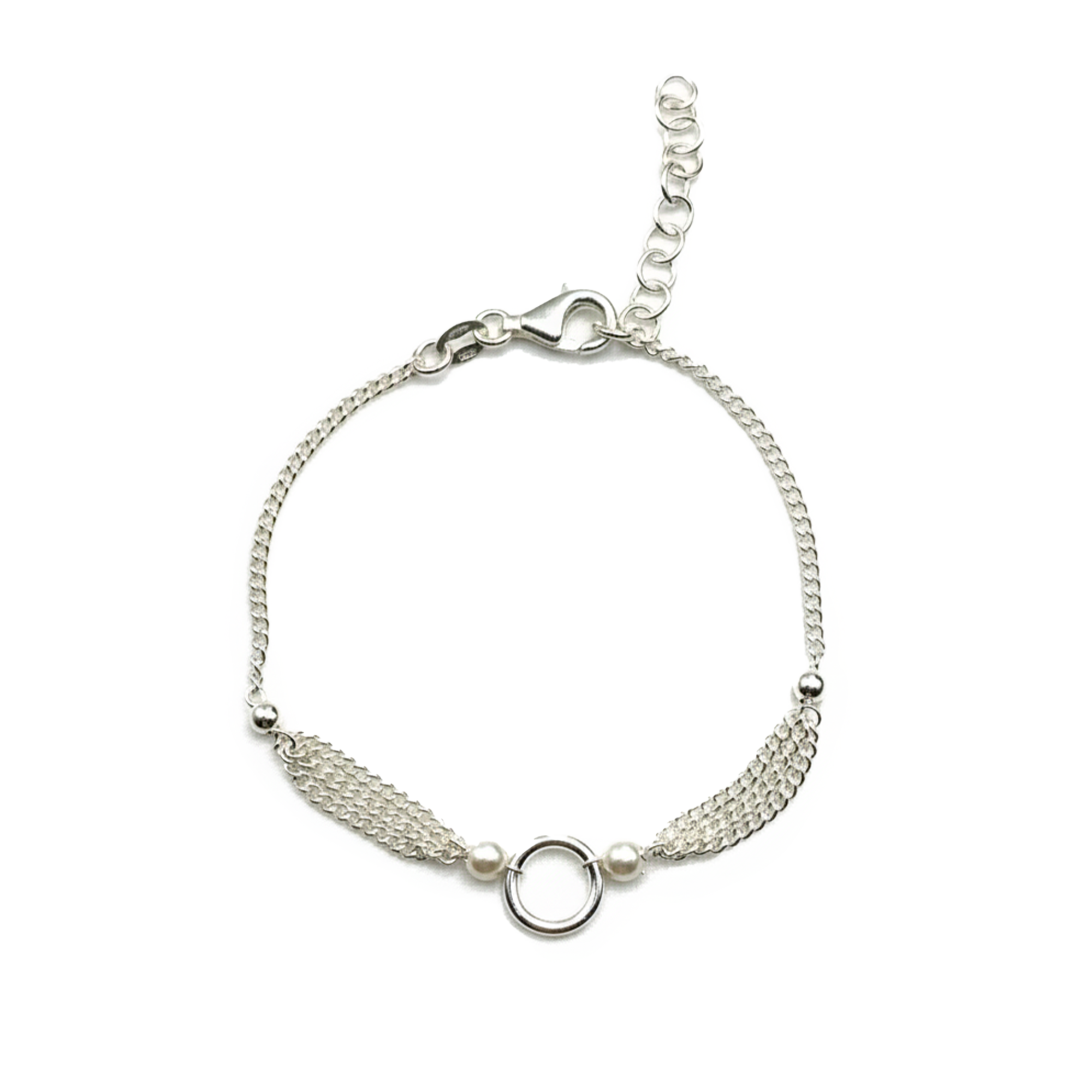 Pulsera Perla Natural con Cadena Cubana Plata .925