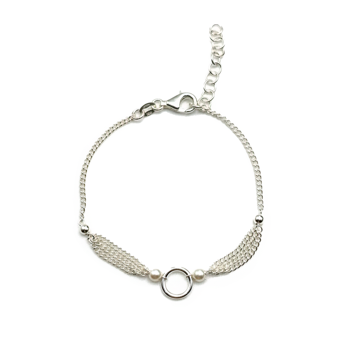 Pulsera Perla Natural con Cadena Cubana Plata .925