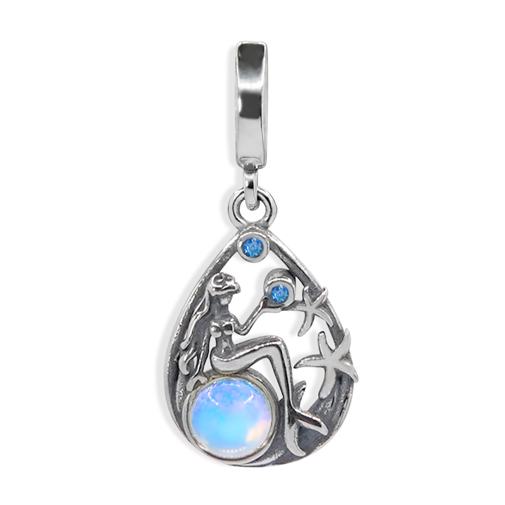 Charm Inspirado Pan 1:1 Sirena con Piedra Luna Plata .925