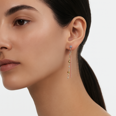 Arete Largo 3 Estilos de Cadena Plata .925 con Baño de 3 Oros