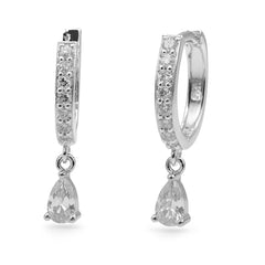 Huggies con Circonia Colgante y Micro Circonias Plata .925 con Rodio