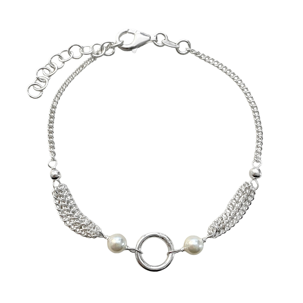 Pulsera Perla Natural con Cadena Cubana Plata .925