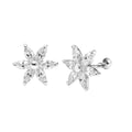 Arete Broquel Flor Picudita con Circonias Plata .925