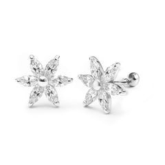 Broquel Flor Picudita con Circonias Plata .925