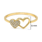 Anillo Dos Corazones y Micro Circonias Oro 10K