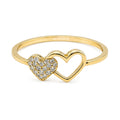 Anillo Dos Corazones y Micro Circonias Oro 10K