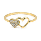 Anillo Dos Corazones y Micro Circonias Oro 10K