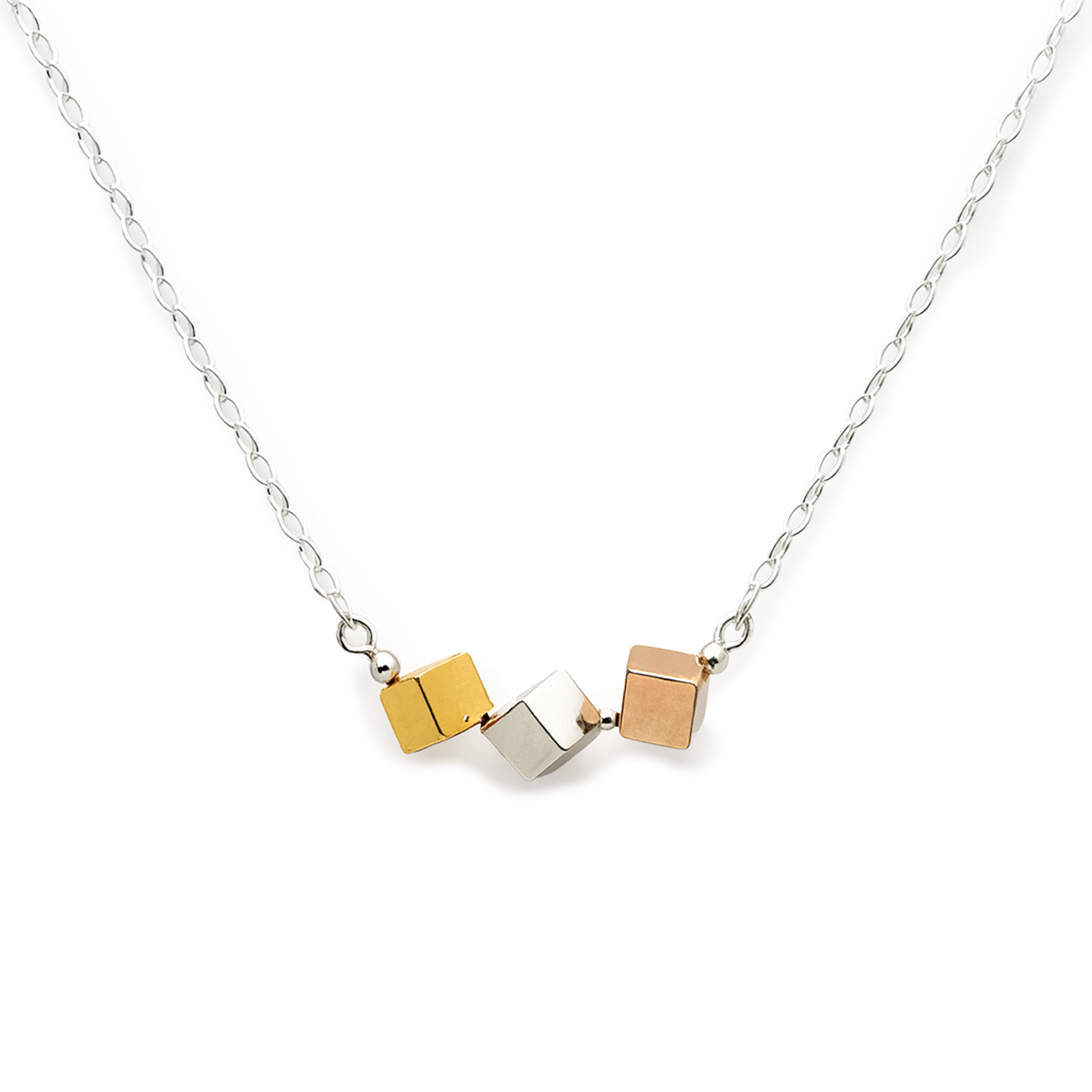 COLLAR CUBOS PLATA .925